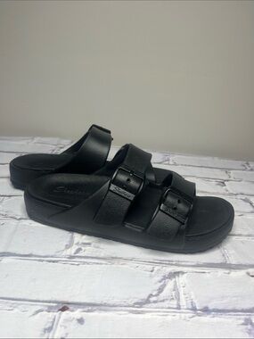Skechers Black Slide Sandals with Buckle Detail